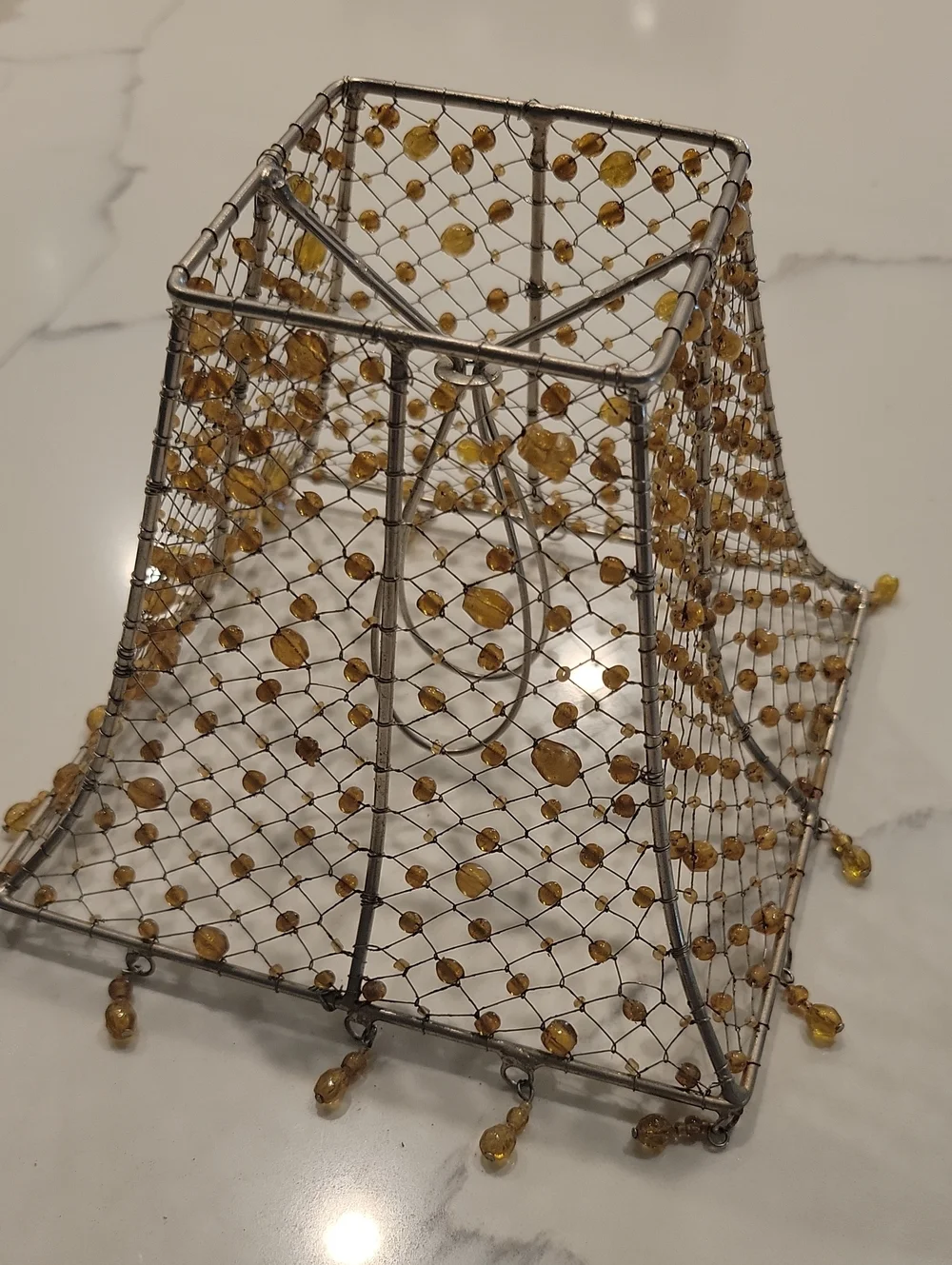 Amber Beaded Wire Lampshade Accent - Home Accents